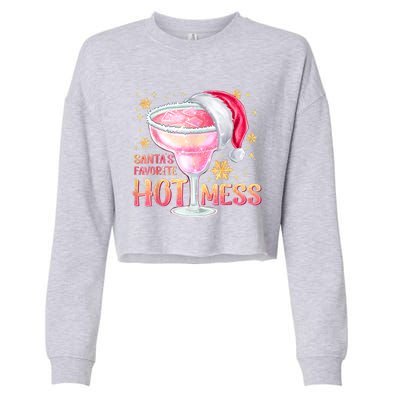 Christmas Cocktail Santas Favorite Hot Mess Gift Cropped Pullover Crew