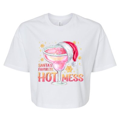 Christmas Cocktail Santas Favorite Hot Mess Gift Bella+Canvas Jersey Crop Tee