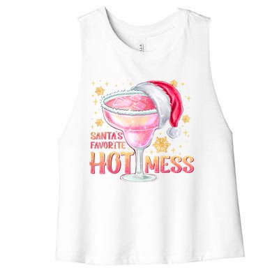 Christmas Cocktail Santas Favorite Hot Mess Gift Women's Racerback Cropped Tank