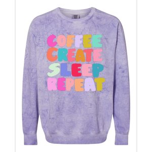 Coffee Create Sleep Repeat Cute Artwork Creatives Artists Colorblast Crewneck Sweatshirt