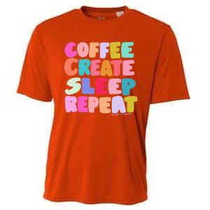 Coffee Create Sleep Repeat Cute Artwork Creatives Artists Cooling Performance Crew T-Shirt