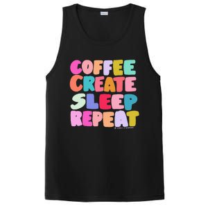 Coffee Create Sleep Repeat Cute Artwork Creatives Artists PosiCharge Competitor Tank