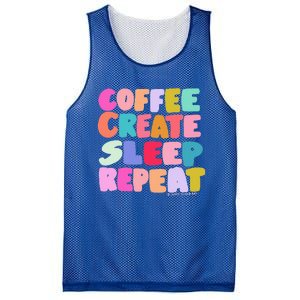 Coffee Create Sleep Repeat Cute Artwork Creatives Artists Mesh Reversible Basketball Jersey Tank