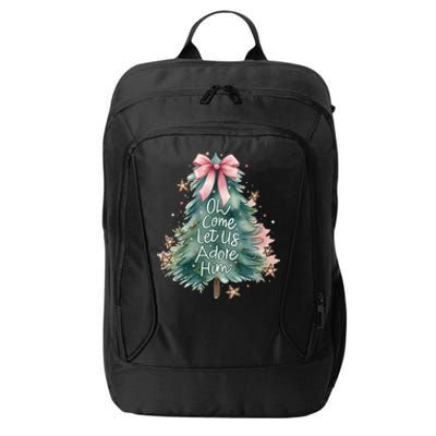 Coquette Christmas Tree Oh Come Let Us Adore Him Jesus Swea City Backpack