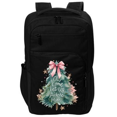 Coquette Christmas Tree Oh Come Let Us Adore Him Jesus Swea Impact Tech Backpack