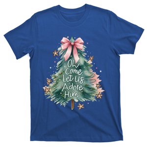 Coquette Christmas Tree Oh Come Let Us Adore Him Jesus Swea T-Shirt