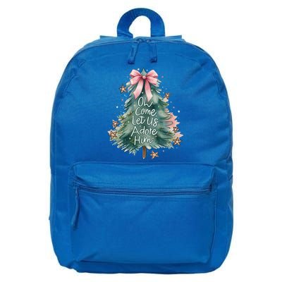 Coquette Christmas Tree Oh Come Let Us Adore Him Jesus Swea 16 in Basic Backpack