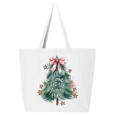 Coquette Christmas Tree Oh Come Let Us Adore Him Jesus Swea 25L Jumbo Tote