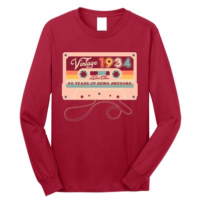 Cute Cassette Tape Limited Edition Vintage 1934 90 Years Of Being Awesome Long Sleeve Shirt