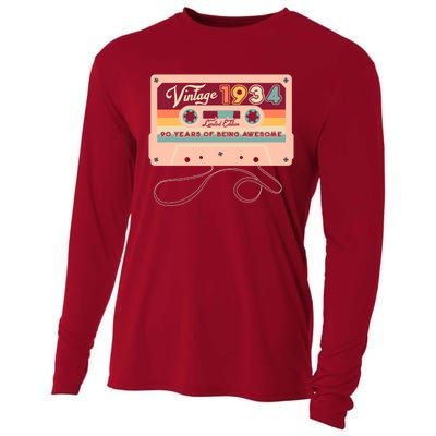 Cute Cassette Tape Limited Edition Vintage 1934 90 Years Of Being Awesome Cooling Performance Long Sleeve Crew