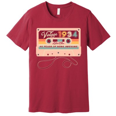 Cute Cassette Tape Limited Edition Vintage 1934 90 Years Of Being Awesome Premium T-Shirt