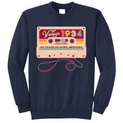 Cute Cassette Tape Limited Edition Vintage 1934 90 Years Of Being Awesome Sweatshirt