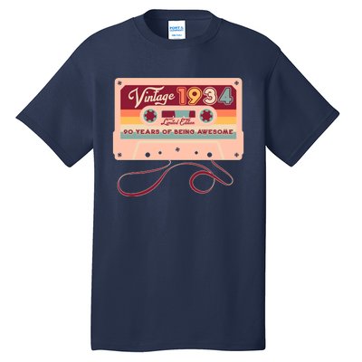 Cute Cassette Tape Limited Edition Vintage 1934 90 Years Of Being Awesome Tall T-Shirt