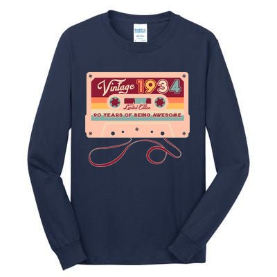 Cute Cassette Tape Limited Edition Vintage 1934 90 Years Of Being Awesome Tall Long Sleeve T-Shirt