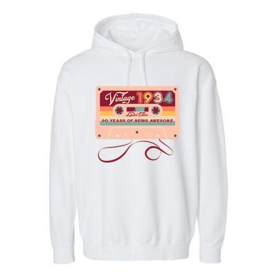 Cute Cassette Tape Limited Edition Vintage 1934 90 Years Of Being Awesome Garment-Dyed Fleece Hoodie