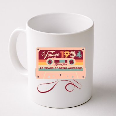 Cute Cassette Tape Limited Edition Vintage 1934 90 Years Of Being Awesome Coffee Mug