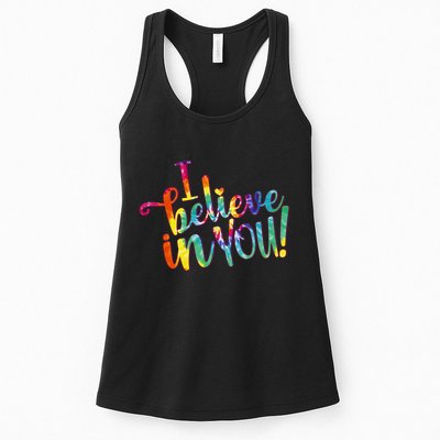 Cute Colorful Tie Dye I Believe In You Womens Tank Top