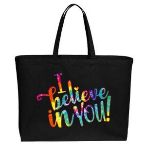 Cute Colorful Tie Dye I Believe In You Cotton Canvas Jumbo Tote