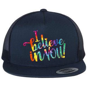 Cute Colorful Tie Dye I Believe In You Flat Bill Trucker Hat