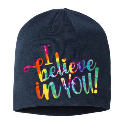 Cute Colorful Tie Dye I Believe In You Sustainable Beanie