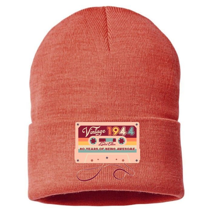 Cute Cassette Tape Limited Edition Vintage 1944 80 Years Of Being Awesome Sustainable Knit Beanie