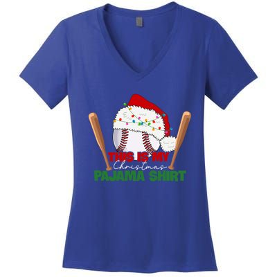 Cute Christmas Tree Santa Riding Triceratops Dinosaur Xmas Swea Women's V-Neck T-Shirt