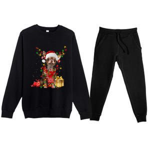 Chihuahua Christmas Tree Ornats Dog Lovers Chihuahua Xmas Gift Premium Crewneck Sweatsuit Set