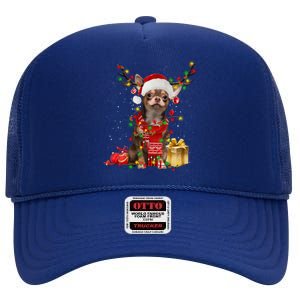 Chihuahua Christmas Tree Ornats Dog Lovers Chihuahua Xmas Gift High Crown Mesh Back Trucker Hat