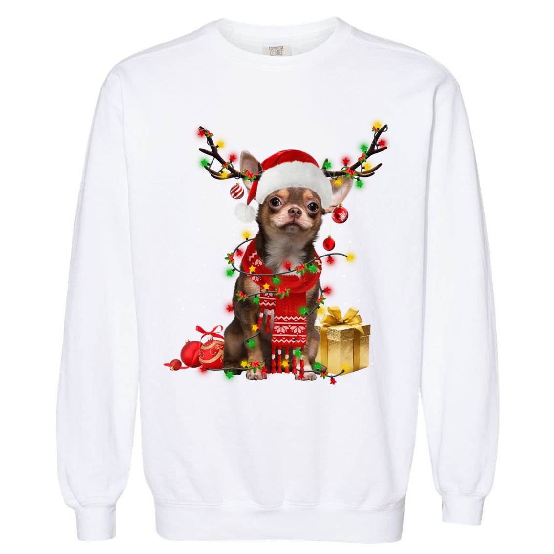 Chihuahua Christmas Tree Ornats Dog Lovers Chihuahua Xmas Gift Garment-Dyed Sweatshirt