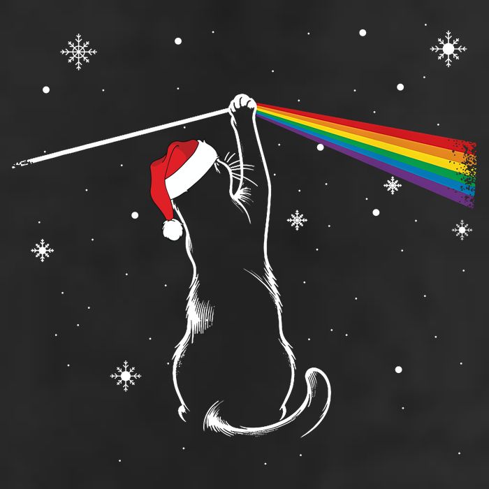 Christmas Cat The Dark Side Of The Moon Funny Lover Xmas 7 Panel Mesh Trucker Snapback Hat