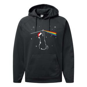 Christmas Cat The Dark Side Of The Moon Funny Lover Xmas Performance Fleece Hoodie