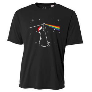 Christmas Cat The Dark Side Of The Moon Funny Lover Xmas Cooling Performance Crew T-Shirt