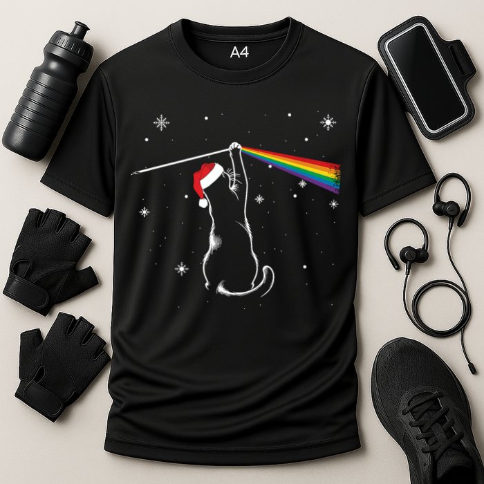 Christmas Cat The Dark Side Of The Moon Funny Lover Xmas Cooling Performance Crew T-Shirt