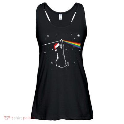Christmas Cat The Dark Side Of The Moon Funny Lover Xmas Ladies Essential Flowy Tank