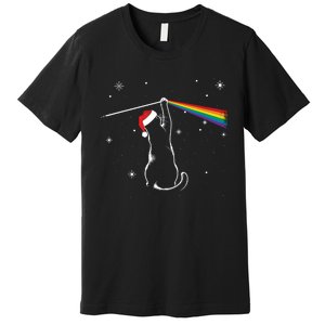 Christmas Cat The Dark Side Of The Moon Funny Lover Xmas Premium T-Shirt