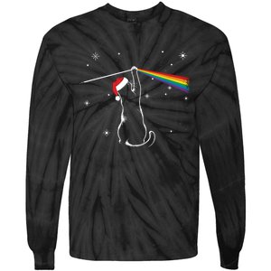 Christmas Cat The Dark Side Of The Moon Funny Lover Xmas Tie-Dye Long Sleeve Shirt