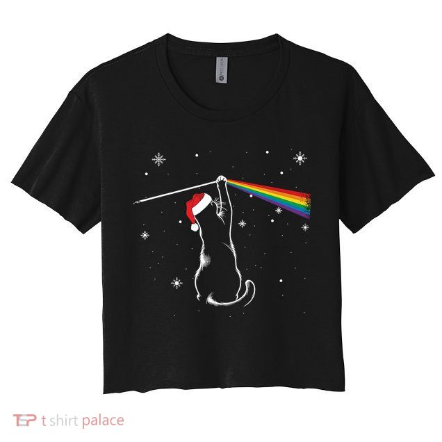 Christmas Cat The Dark Side Of The Moon Funny Lover Xmas Crop Top