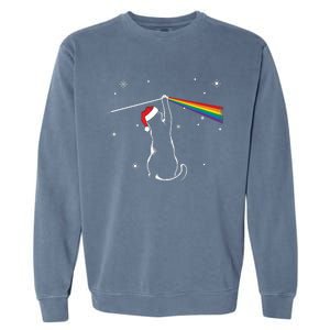 Christmas Cat The Dark Side Of The Moon Funny Lover Xmas Garment-Dyed Sweatshirt