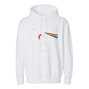 Christmas Cat The Dark Side Of The Moon Funny Lover Xmas Garment-Dyed Fleece Hoodie