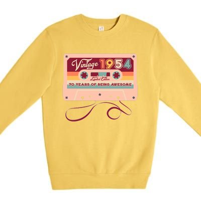 Cute Cassette Tape Limited Edition Vintage 1954 70 Years Of Being Awesome Premium Crewneck Sweatshirt