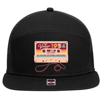 Cute Cassette Tape Limited Edition Vintage 1954 70 Years Of Being Awesome 7 Panel Mesh Trucker Snapback Hat