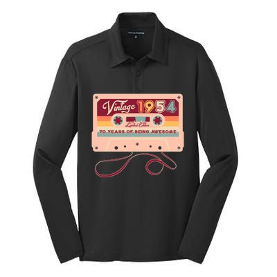 Cute Cassette Tape Limited Edition Vintage 1954 70 Years Of Being Awesome Silk Touch Performance Long Sleeve Polo