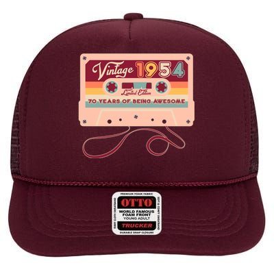 Cute Cassette Tape Limited Edition Vintage 1954 70 Years Of Being Awesome High Crown Mesh Back Trucker Hat