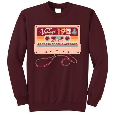 Cute Cassette Tape Limited Edition Vintage 1954 70 Years Of Being Awesome Tall Sweatshirt