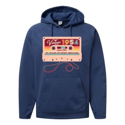 Cute Cassette Tape Limited Edition Vintage 1954 70 Years Of Being Awesome Performance Fleece Hoodie