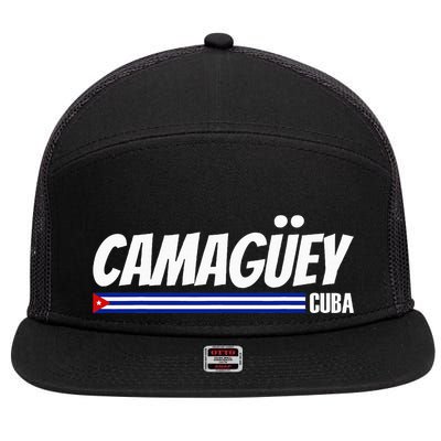 CamagüEy Cuba Travel Proud Cuban Cuba Flag Camaguey 7 Panel Mesh Trucker Snapback Hat