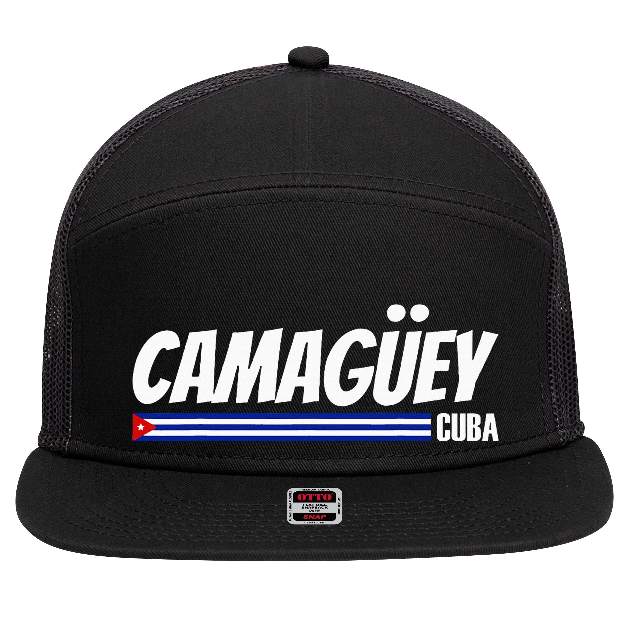 CamagüEy Cuba Travel Proud Cuban Cuba Flag Camaguey 7 Panel Mesh Trucker Snapback Hat