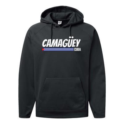 CamagüEy Cuba Travel Proud Cuban Cuba Flag Camaguey Performance Fleece Hoodie