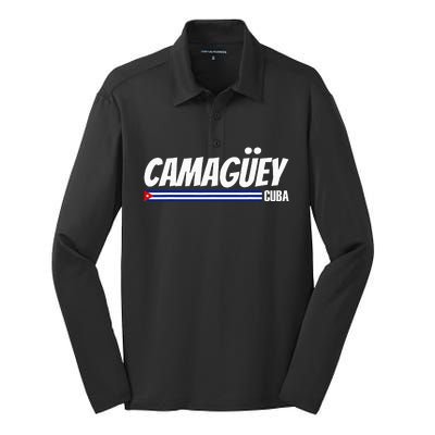 CamagüEy Cuba Travel Proud Cuban Cuba Flag Camaguey Silk Touch Performance Long Sleeve Polo