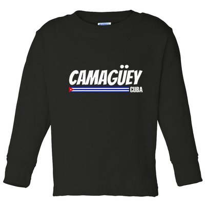 CamagüEy Cuba Travel Proud Cuban Cuba Flag Camaguey Toddler Long Sleeve Shirt